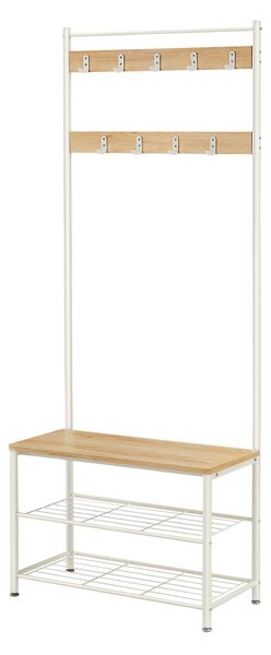 VASAGLE Predsieňová stena v industriálnom štýle, 70 x 32 x 177 cm, biela
