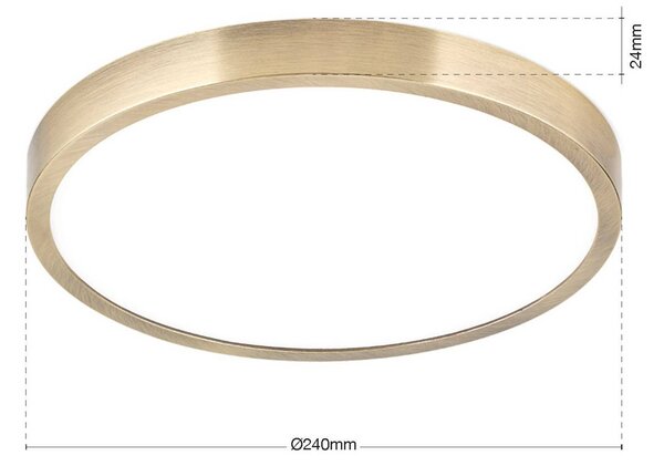 Stropné LED svetlo Disc, antická mosadzová farba, Ø 24 cm,, Hnedá / staromosadz, Obývacia izba / jedáleň, Hliník, Moderný, Závesné svietidlo