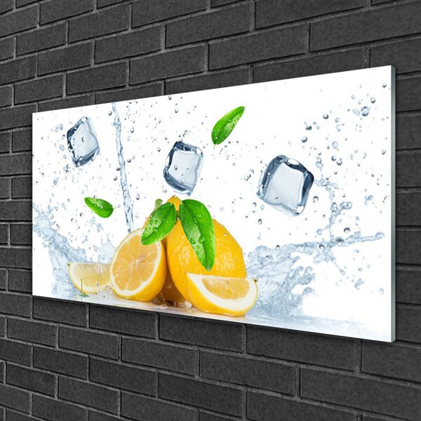 Obraz na skle Citrón kostka ľadu kuchyňa 100x50 cm 2 Prívesky