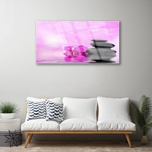 Obraz na skle Kvet kamene umenie 100x50 cm 2 Prívesky