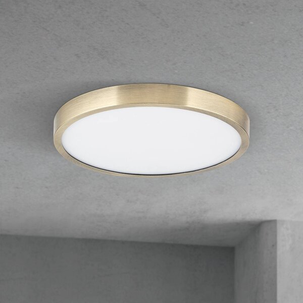 Stropné LED svetlo Disc, antická mosadzová farba, Ø 24 cm,, Hnedá / staromosadz, Obývacia izba / jedáleň, Hliník, Moderný, Závesné svietidlo