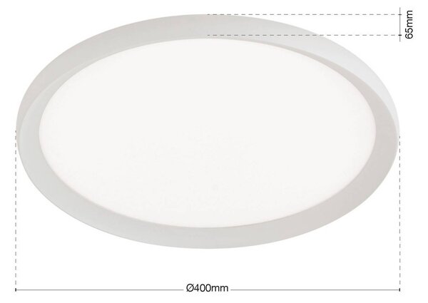 ORION stropné LED svetlo Kant, Ø 40 cm, biele, kov/plast, Biela / opálová, Obývacia izba / jedáleň, Hliník, Moderný, Závesné svietidlo