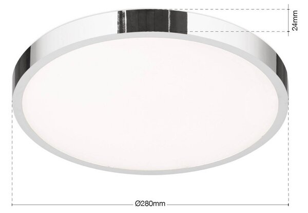 Stropné LED svetlo Disc, chrómová farba, Ø 28 cm, kov, Chrómová / strieborná, Obývacia izba / jedáleň, Hliník, Moderný, Závesné svietidlo