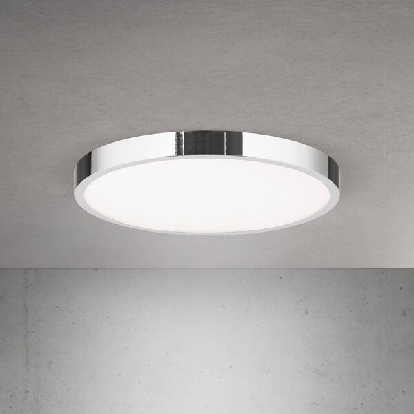 Stropné LED svetlo Disc, chrómová farba, Ø 28 cm, kov, Chrómová / strieborná, Obývacia izba / jedáleň, Hliník, Moderný, Závesné svietidlo
