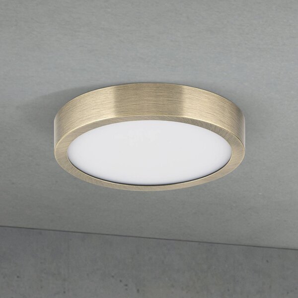 Stropné LED svetlo Disc, antická mosadzová farba, Ø 14 cm,, Hnedá / staromosadz, Obývacia izba / jedáleň, Hliník, Moderný, Závesné svietidlo