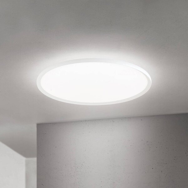 Stropné LED svetlo Kant, Ø 80 cm, biele, kov/plast, Biela / opálová, Obývacia izba / jedáleň, Hliník, Moderný, Závesné svietidlo