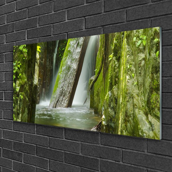 Obraz na skle Vodopád príroda 100x50 cm 2 Prívesky