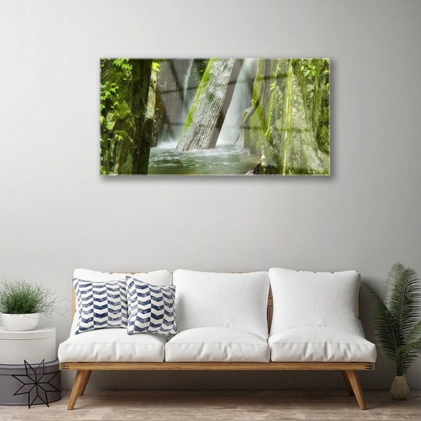 Obraz na skle Vodopád príroda 100x50 cm 2 Prívesky