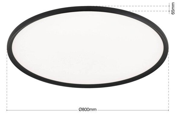 ORION stropné LED svetlo Kant, Ø 80 cm čierne, kov/plast, Čierna, Obývacia izba / jedáleň, Hliník, Moderný, Závesné svietidlo