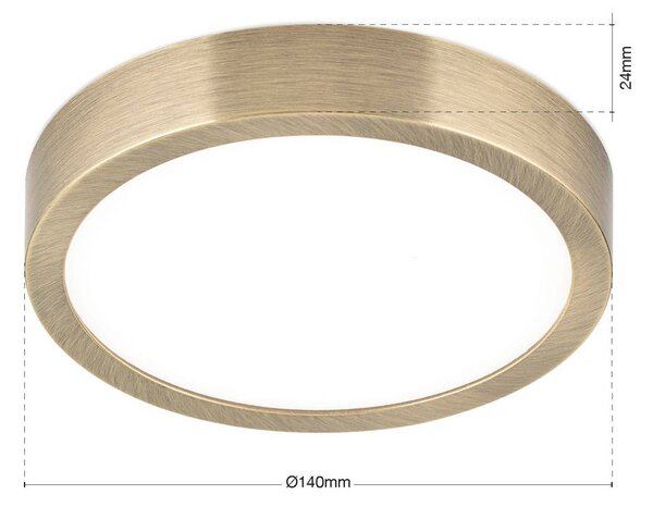 Stropné LED svetlo Disc, antická mosadzová farba, Ø 14 cm,, Hnedá / staromosadz, Obývacia izba / jedáleň, Hliník, Moderný, Závesné svietidlo