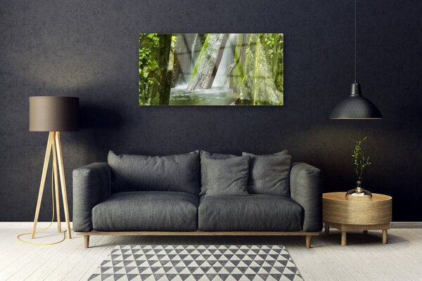 Obraz na skle Vodopád príroda 100x50 cm 2 Prívesky