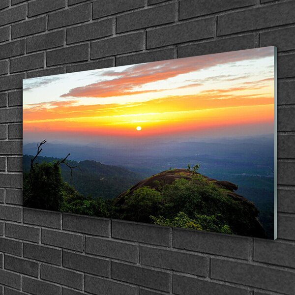 Obraz na skle Hora les príroda 100x50 cm 2 Prívesky