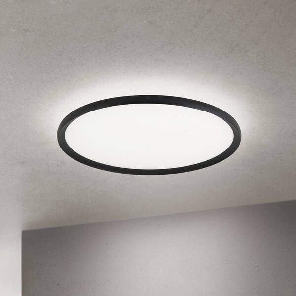 ORION stropné LED svetlo Kant, Ø 60 cm čierne, kov/plast, Čierna, Obývacia izba / jedáleň, Hliník, Moderný, Závesné svietidlo