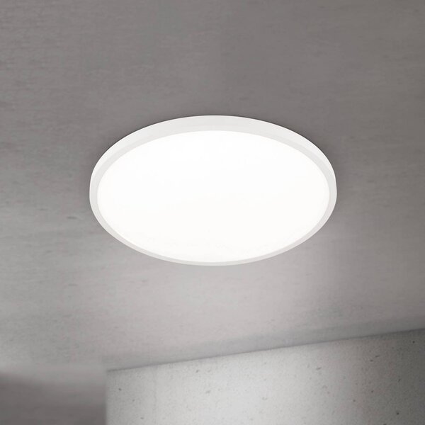 Stropné LED svetlo Disc, biele Ø 60 cm, kov/plast, Biela / opálová, Obývacia izba / jedáleň, Hliník, Moderný, Závesné svietidlo