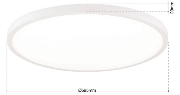 Stropné LED svetlo Disc, biele Ø 60 cm, kov/plast, Biela / opálová, Obývacia izba / jedáleň, Hliník, Moderný, Závesné svietidlo
