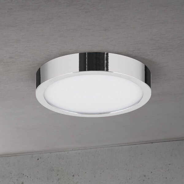 ORION stropné LED svetlo Disc, chrómová farba, Ø 14 cm, kov, Chrómová / strieborná, Obývacia izba / jedáleň, Hliník, Moderný, Závesné svietidlo