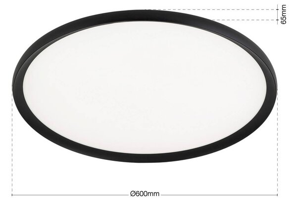 ORION stropné LED svetlo Kant, Ø 60 cm čierne, kov/plast, Čierna, Obývacia izba / jedáleň, Hliník, Moderný, Závesné svietidlo
