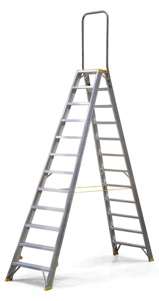 Obojstranné hliníkové schodíky ALVE FORTE s madlom, 2x12 stupňov, výška 2,55 m