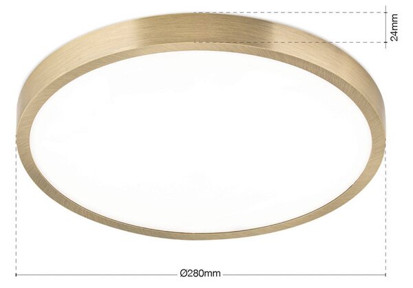 Stropné LED svetlo Disc, antická mosadzová farba, Ø 28 cm,, Hnedá / staromosadz, Obývacia izba / jedáleň, Hliník, Moderný, Závesné svietidlo