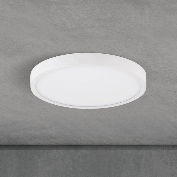 Stropné LED svetlo Disc, biele Ø 24 cm, kov/plast, Biela / opálová, Obývacia izba / jedáleň, Hliník, Moderný, Závesné svietidlo