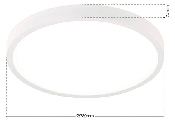 Stropné LED svetlo Disc, biele Ø 28 cm, kov/plast, Biela / opálová, Obývacia izba / jedáleň, Hliník, Moderný, Závesné svietidlo