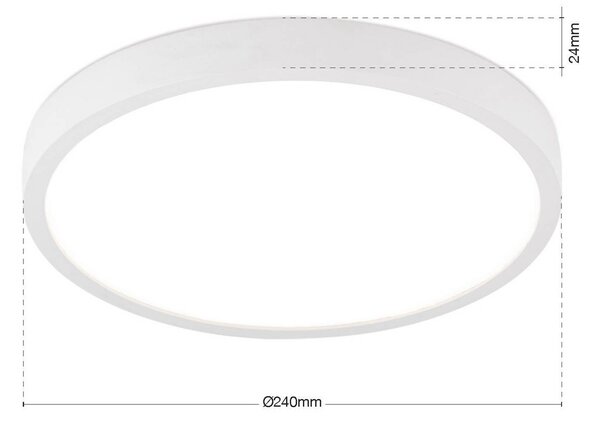 Stropné LED svetlo Disc, biele Ø 24 cm, kov/plast, Biela / opálová, Obývacia izba / jedáleň, Hliník, Moderný, Závesné svietidlo