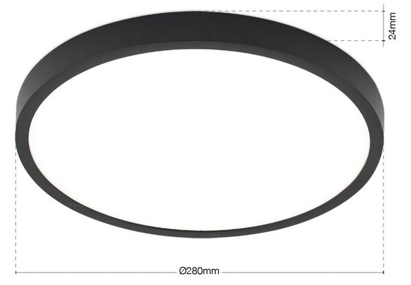 Stropné LED svetlo Disc, čierne Ø 28 cm, kov/plast, Čierna, Obývacia izba / jedáleň, Hliník, Moderný, Závesné svietidlo