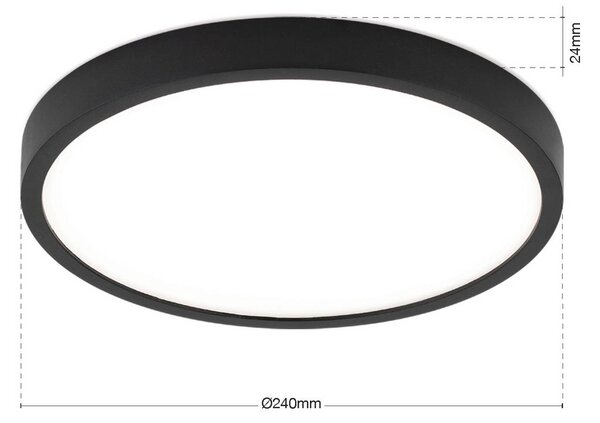 Stropné LED svetlo Disc, čierne Ø 24 cm, kov/plast, Čierna, Obývacia izba / jedáleň, Hliník, Moderný, Závesné svietidlo