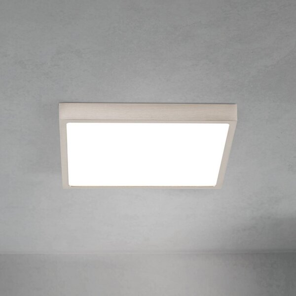 ORION stropné LED svetlo Disc, saténovo niklové, dĺžka 24 cm, Hliník / sivá / zinok, Obývacia izba / jedáleň, Hliník, Moderný, Stropné svetlo