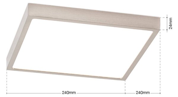 ORION stropné LED svetlo Disc, saténovo niklové, dĺžka 24 cm, Hliník / sivá / zinok, Obývacia izba / jedáleň, Hliník, Moderný, Stropné svetlo