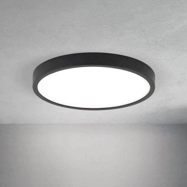 Stropné LED svetlo Disc, čierne Ø 24 cm, kov/plast, Čierna, Obývacia izba / jedáleň, Hliník, Moderný, Závesné svietidlo