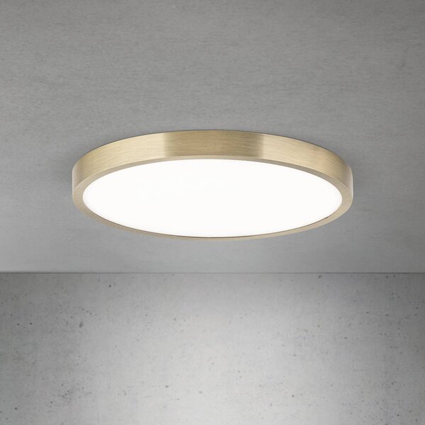 Stropné LED svetlo Disc, antická mosadzová farba, Ø 28 cm,, Hnedá / staromosadz, Obývacia izba / jedáleň, Hliník, Moderný, Závesné svietidlo