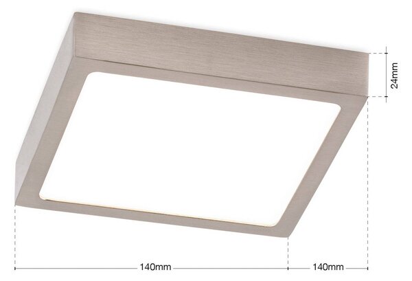ORION stropné LED svetlo Disc, saténovo niklové, dĺžka 14 cm, Hliník / sivá / zinok, Obývacia izba / jedáleň, Hliník, Moderný, Stropné svetlo