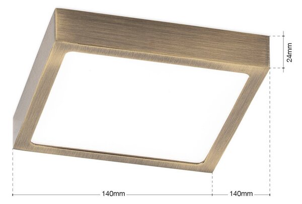 ORION stropné LED svetlo Disc, antická mosadzová farba, dĺžka 14 cm,, Hnedá / staromosadz, Obývacia izba / jedáleň, Hliník, Moderný, Stropné svetlo