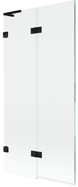 Mexen Lunar L, 2-krídlová vaňová zástena ľavá 90 x 150 cm, číre sklo, čierna matná, 897L-090-100-70-00-L