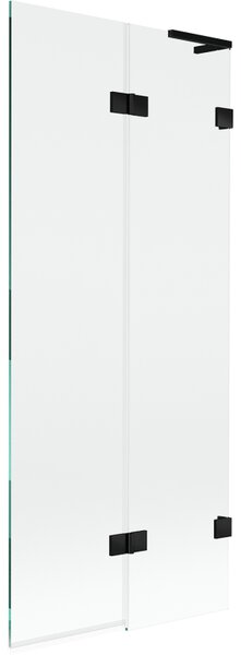 Mexen Lunar L, 2-krídlová vaňová zástena pravá 80 x 150 cm, číre sklo, čierna matná, 897L-080-100-70-00-P