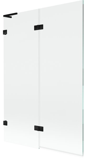 Mexen Lunar L, 2-krídlová vaňová zástena ľavá 120 x 150 cm, číre sklo, čierna matná, 897L-120-100-70-00-L