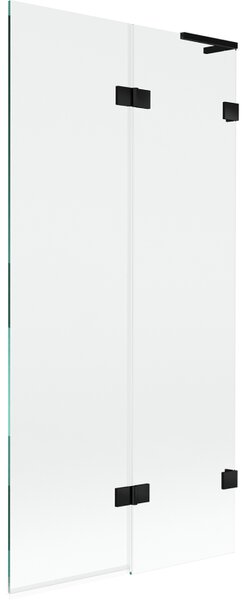 Mexen Lunar L, 2-krídlová vaňová zástena pravá 90 x 150 cm, číre sklo, čierna matná, 897L-090-100-70-00-P
