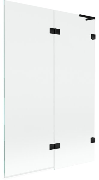 Mexen Lunar L, 2-krídlová vaňová zástena pravá 120 x 150 cm, číre sklo, čierna matná, 897L-120-100-70-00-P