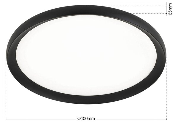 ORION stropné LED svetlo Kant, Ø 40 cm čierne, kov/plast, Čierna, Obývacia izba / jedáleň, Hliník, Moderný, Závesné svietidlo