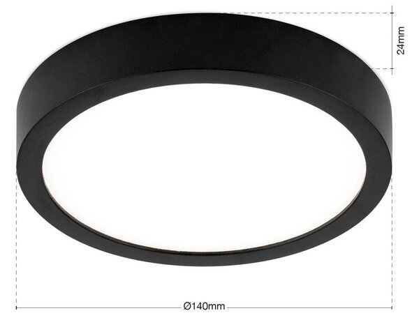 Stropné LED svetlo Disc, čierne Ø 14 cm, kov/plast, Čierna, Obývacia izba / jedáleň, Hliník, Moderný, Závesné svietidlo