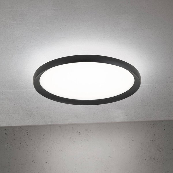 ORION stropné LED svetlo Kant, Ø 40 cm čierne, kov/plast, Čierna, Obývacia izba / jedáleň, Hliník, Moderný, Závesné svietidlo