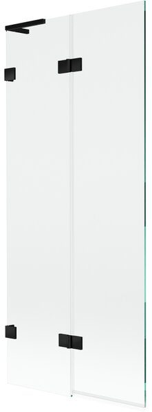 Mexen Lunar L, 2-krídlová vaňová zástena ľavá 80 x 150 cm, číre sklo, čierna matná, 897L-080-100-70-00-L