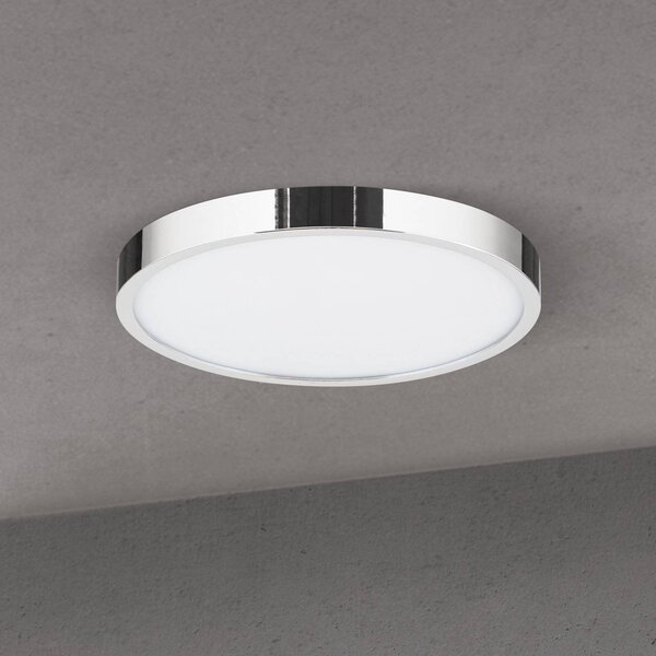 Stropné LED svetlo Disc, chrómová farba, Ø 24 cm, kov, Chrómová / strieborná, Obývacia izba / jedáleň, Hliník, Moderný, Závesné svietidlo