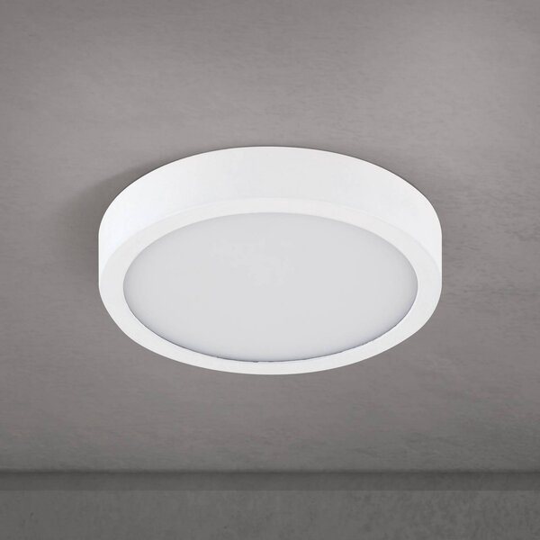Stropné LED svetlo Disc, biele Ø 14 cm, kov/plast, Biela / opálová, Obývacia izba / jedáleň, Hliník, Moderný, Závesné svietidlo