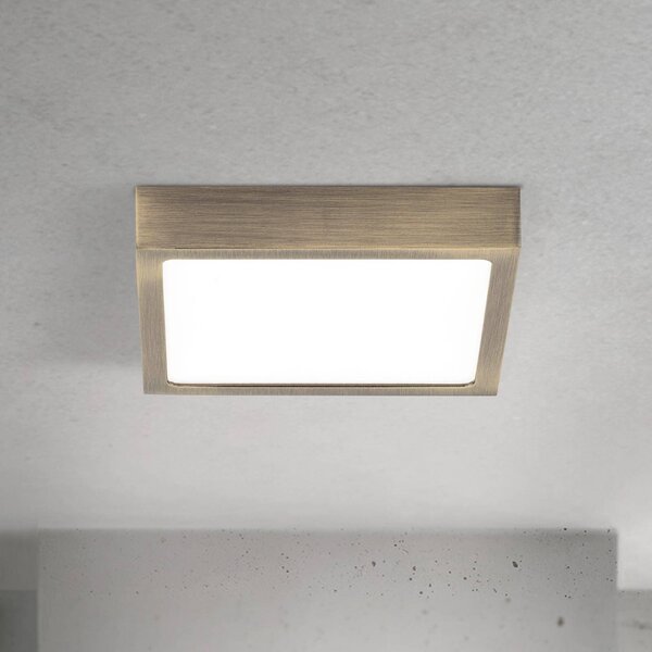 ORION stropné LED svetlo Disc, antická mosadzová farba, dĺžka 14 cm,, Hnedá / staromosadz, Obývacia izba / jedáleň, Hliník, Moderný, Stropné svetlo