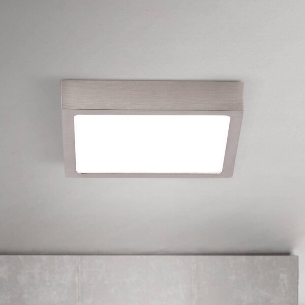 ORION stropné LED svetlo Disc, saténovo niklové, dĺžka 14 cm, Hliník / sivá / zinok, Obývacia izba / jedáleň, Hliník, Moderný, Stropné svetlo
