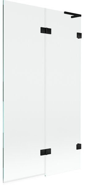 Mexen Lunar L, 2-krídlová vaňová zástena pravá 100 x 150 cm, číre sklo, čierna matná, 897L-100-100-70-00-P