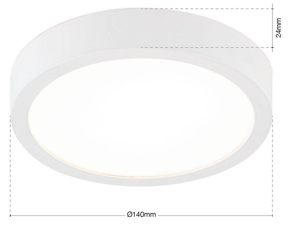 Stropné LED svetlo Disc, biele Ø 14 cm, kov/plast, Biela / opálová, Obývacia izba / jedáleň, Hliník, Moderný, Závesné svietidlo