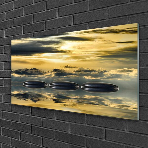 Obraz na skle Kamene voda umenie 100x50 cm 2 Prívesky